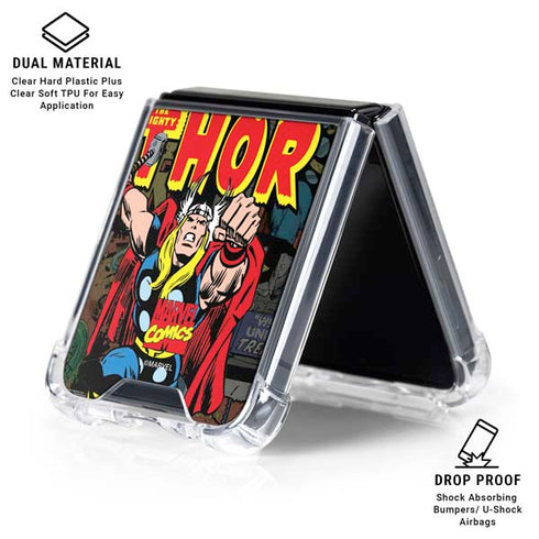 Marvel Classic Comics The Mighty Thor Vintage Galaxy Z Flip6 Clear Case